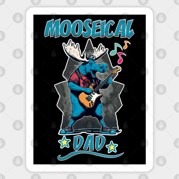 Mooseical - Rock N Roll Dad Moose with a Electric Guitar Magnet by RailoImage